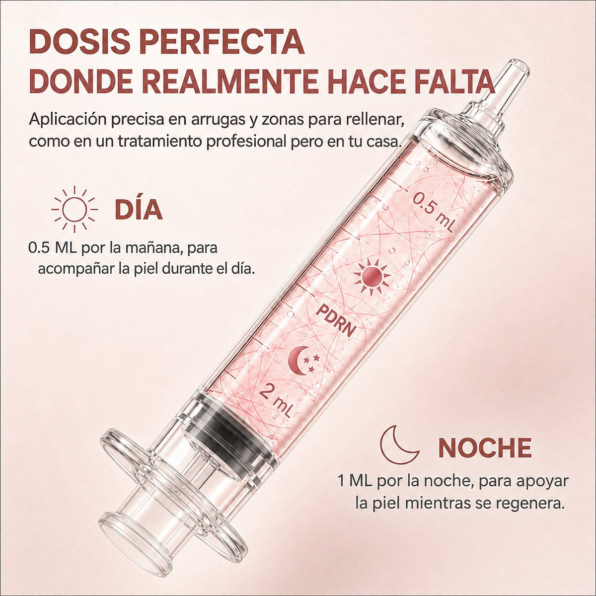 Dosis perfecta: 0.5 ML de dia, 1 ML de noche